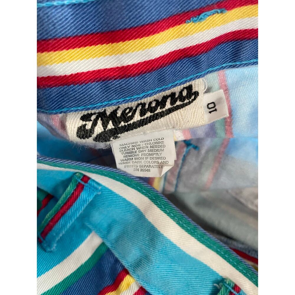 80s 90s colorful striped high rise mom shorts rainbow cuffed 26” waist Merona - Picture 4 of 4